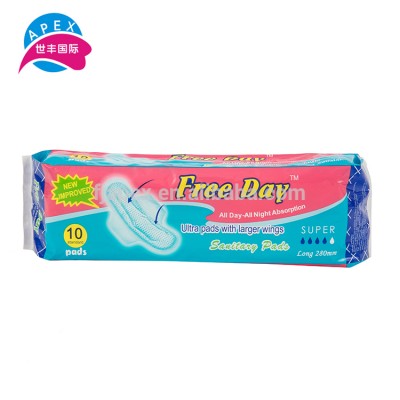 Cheap 300mm regular organic cotton breathable female hygiene sanitary napkin for night use